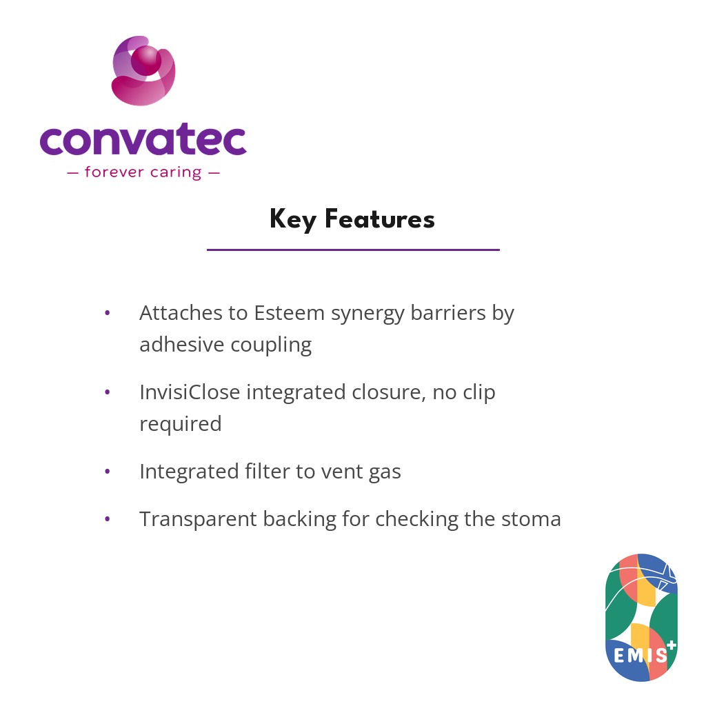 ConvaTec Esteem synergy Drainable Pouch with Filter and InvisiClose, Transparent key features
